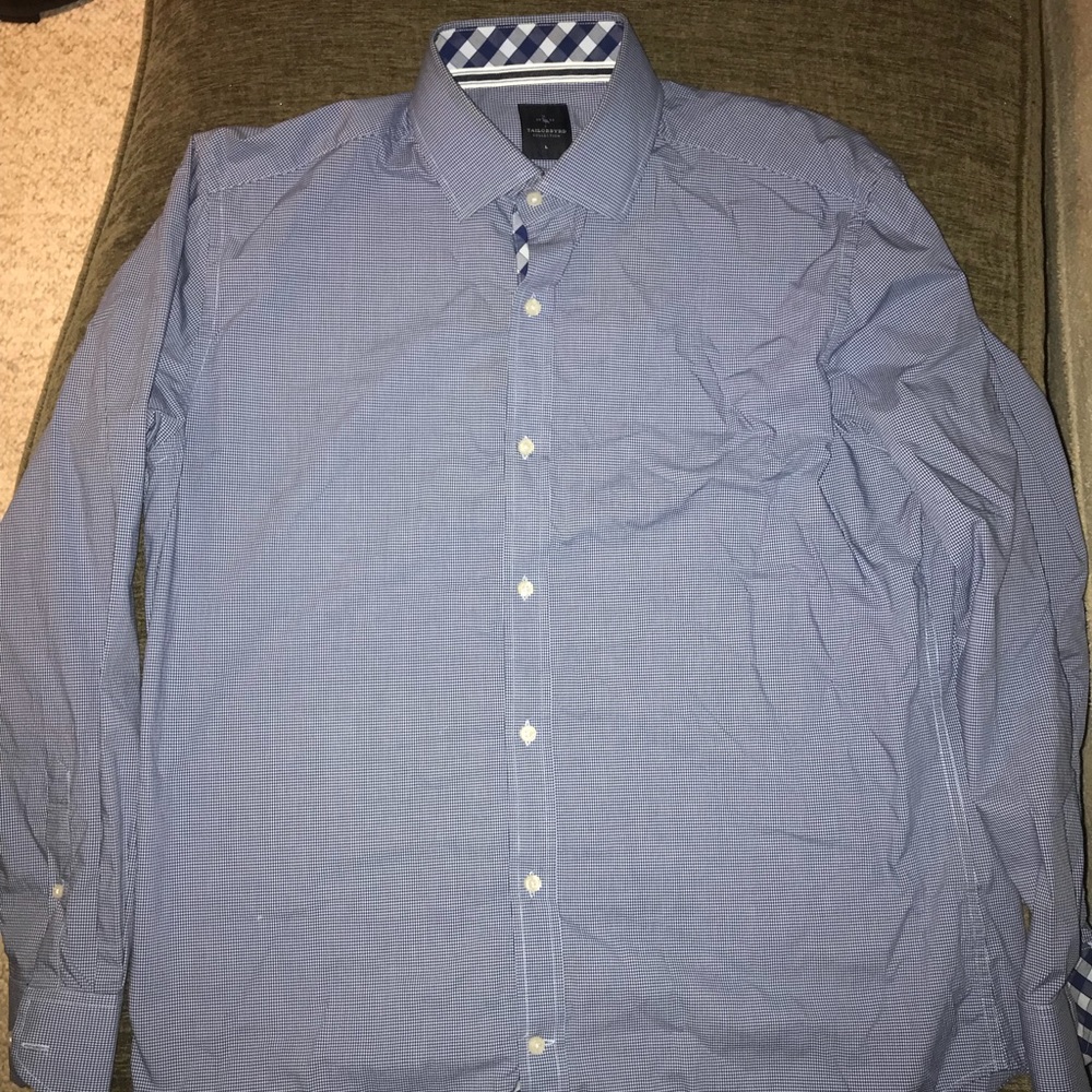 Tailorbyrd Blue Check Dress Shirt - Large
